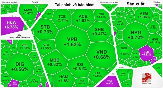 Thị trường chứng khoán được phủ xanh phiên giao dịch 28-12