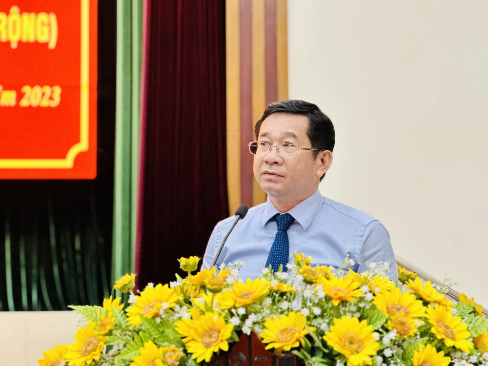 Đồng chí Dương Ngọc Hải, Ủy viên Ban Thường vụ Thành ủy, Chủ nhiệm Ủy ban Kiểm tra Thành ủy TPHCM phát biểu chỉ đạo. Ảnh: CHÍ THẠCH 
