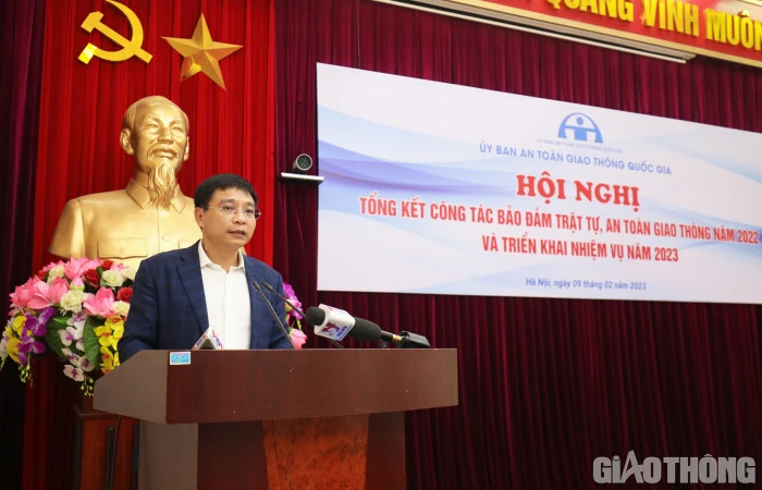 Bộ trưởng GTVT Nguyễn Văn Thắng tại hội nghị triển khai nhiệm vụ năm 2023 của Uỷ ban ATGT Quốc gia ngày 9-2.