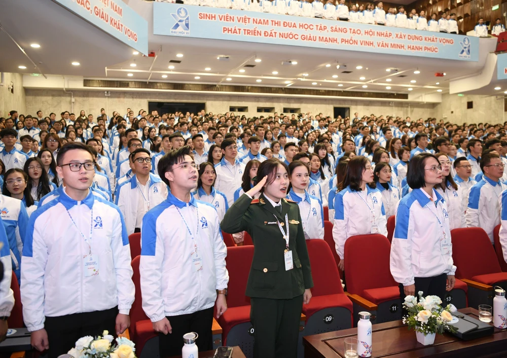 Khai mạc Đại hội Đại biểu toàn quốc Hội Sinh viên Việt Nam lần thứ XI. Ảnh: VIẾT CHUNG
