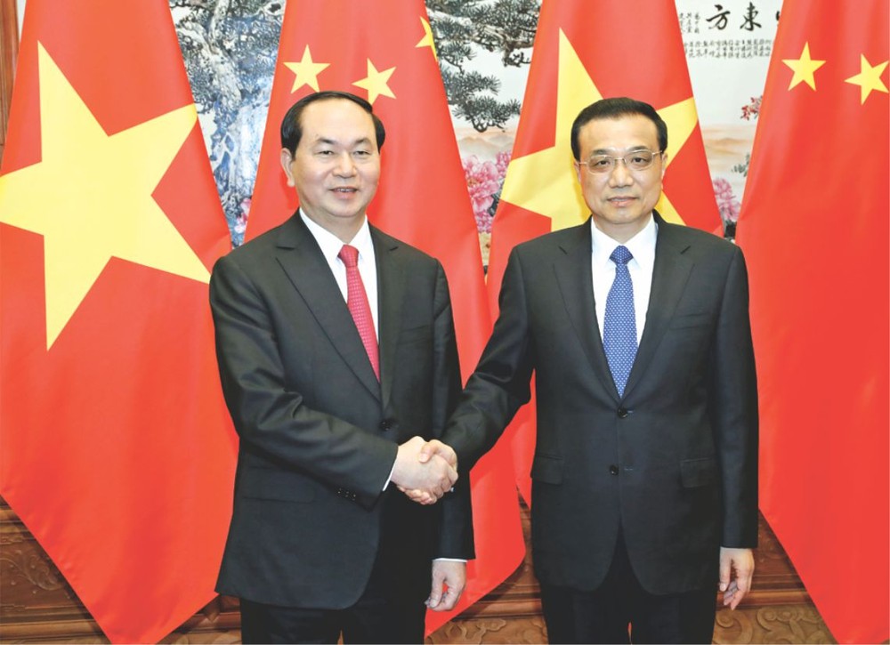 國家主席陳大光與中國總理李克強會談。（圖片來源：互聯網）