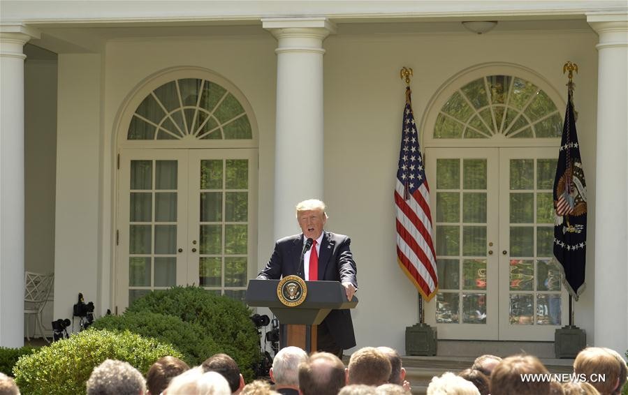 美國總統特朗普在華盛頓白宮發表講話。（圖片來源：www.news.cn）