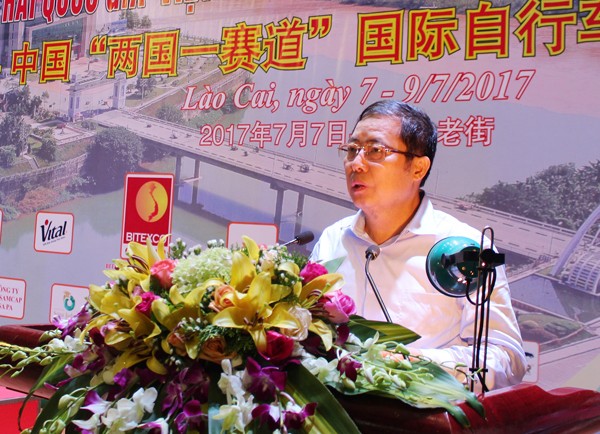 老街省人委會副主席阮青洋在閉幕式發表。（圖片來源：老街報電子版）