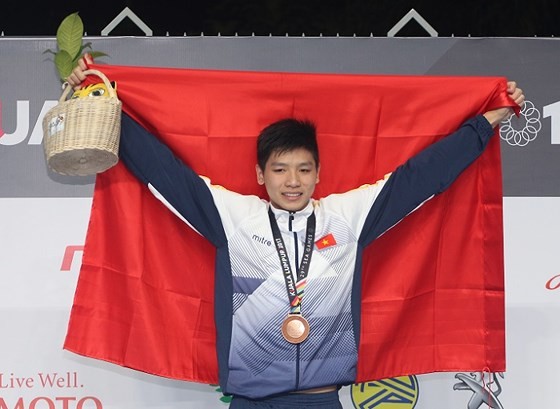 2017年東南亞錦標賽中表現出色的阮友金山游泳健將。