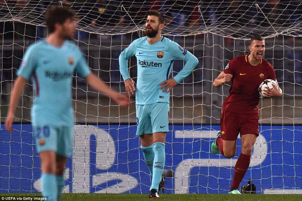 巴塞羅那客場0比3負於羅馬，雙方總比分4比4平，巴薩因客場進球少出局。