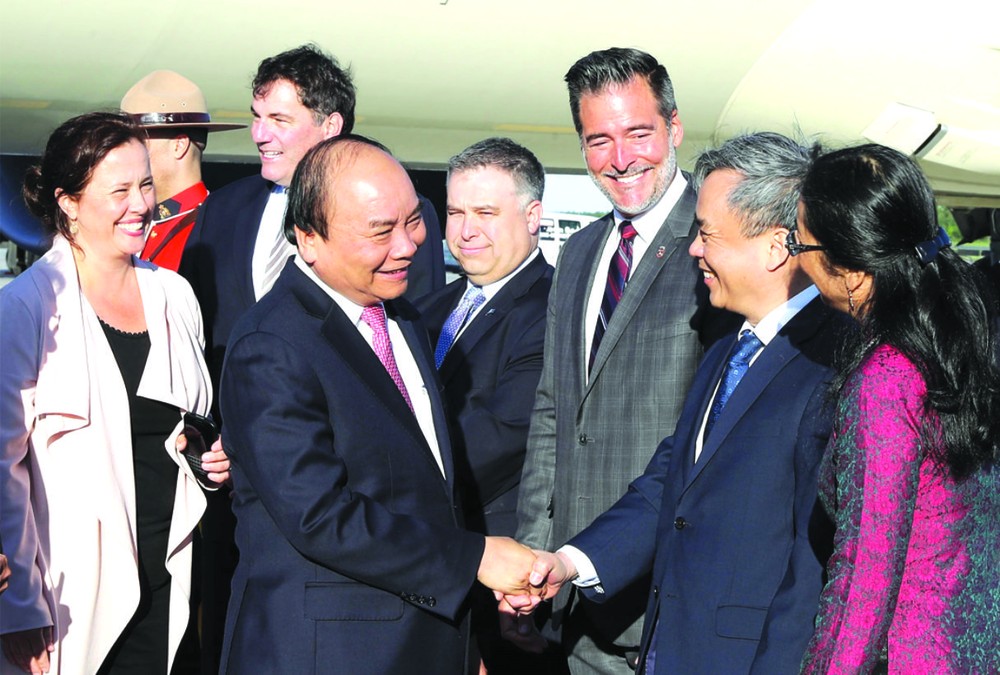 迎接政府總理阮春福的歡迎儀式在魁北克讓‧勒薩熱國際機場舉行。