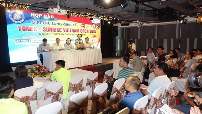 越南國際羽毛球公開賽新聞發佈會場景。