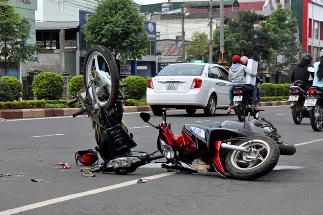 一宗摩托車相撞交通事故現場。
