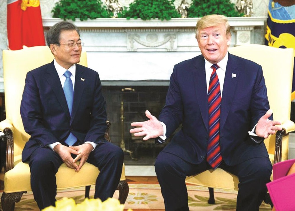 韓國總統文在寅與美國總統特朗普會面。