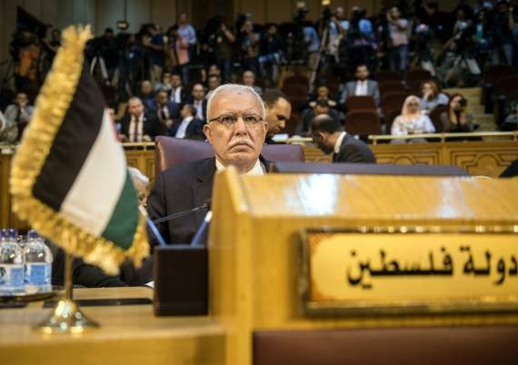 圖為2017年7月27日巴勒斯坦外交部長馬勒基在埃及開羅出席阿拉伯國家聯盟（阿盟）外長級緊急會議的資料圖片。 （新華社/法新）