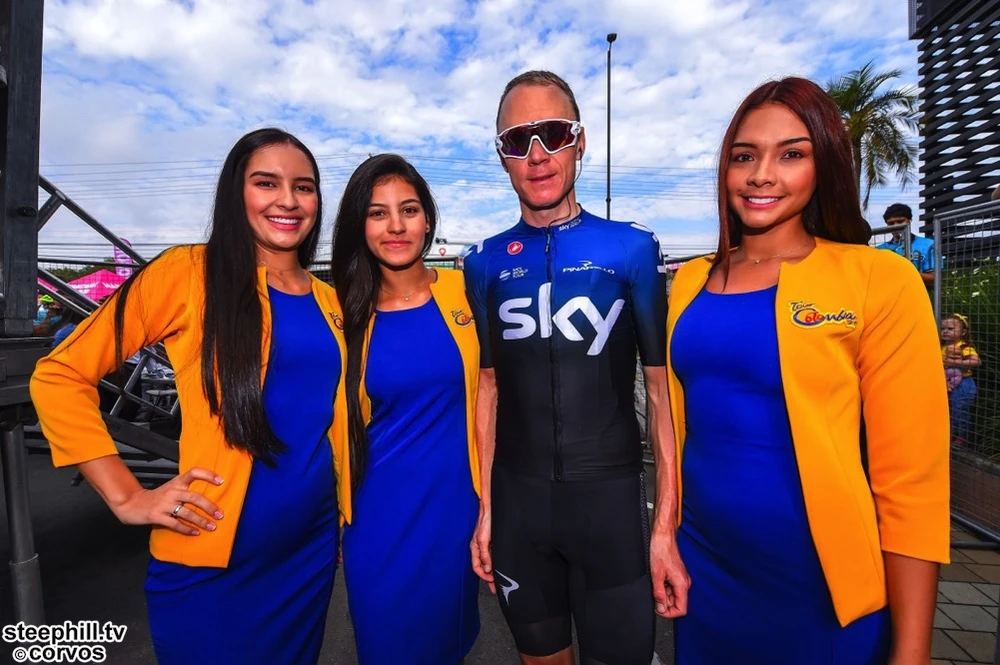 Chris Froome và đội đua Sky rất nổi tiếng tại Colombia