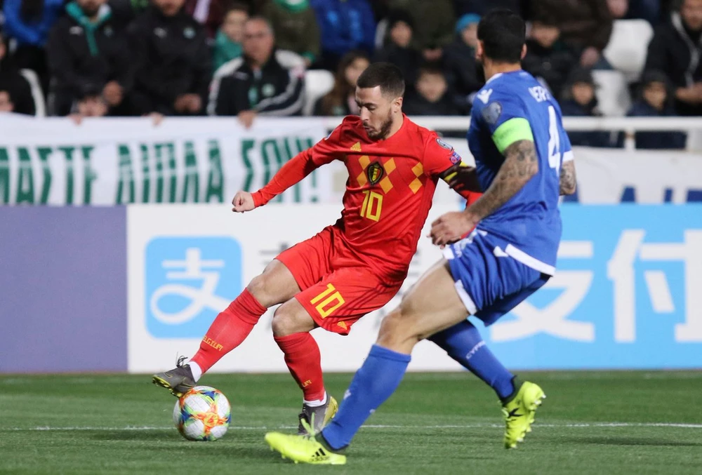 Eden Hazard trong trận Bỉ thắng đảo Síp 2-0