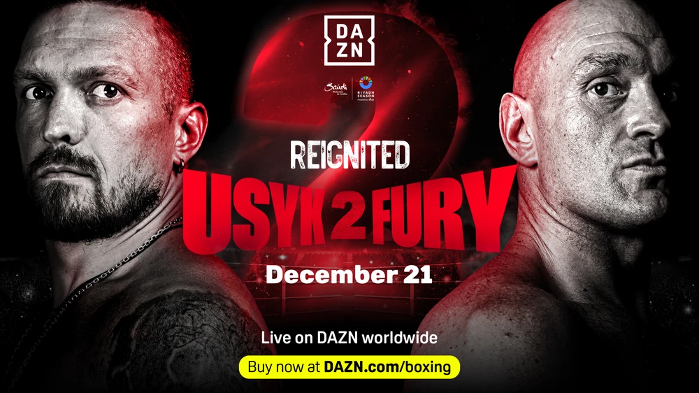 Hình ảnh quảng bá trận Usyk vs Fury II trên DAZN