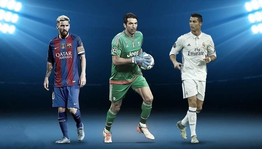 Bộ ba Leonel Messi, Gigi Buffon và Cristiano Ronaldo. Ảnh: ANSA. 