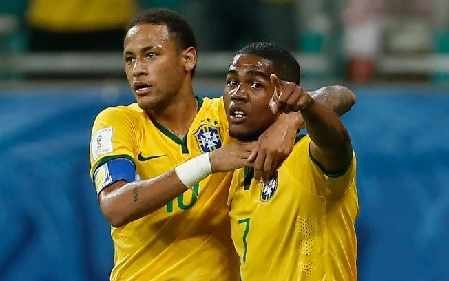 Neymar và Diego Costa ở tuyển Brazil.