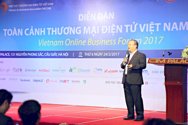VECOM副主席阮玉勇公佈2017年我國電子商務發展指數。(圖片來源：互聯網)
