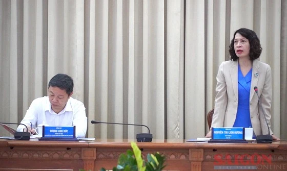 Thứ trưởng Bộ Y tế Nguyễn Thị Liên Hương phát biểu tại buổi làm việc tại TPHCM