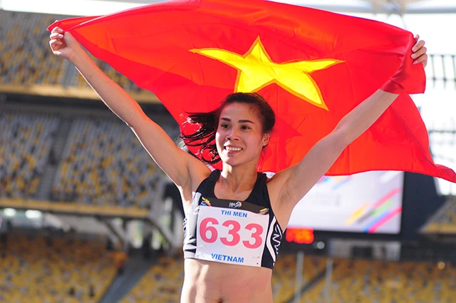 Vũ Thị Mến từng nhà là vô địch nhảy 3 bước nữ tại SEA Games 2017 và năm nay vẫn được thể thao Nam Định kỳ vọng đạt kết quả tốt. Ảnh: AN MINH