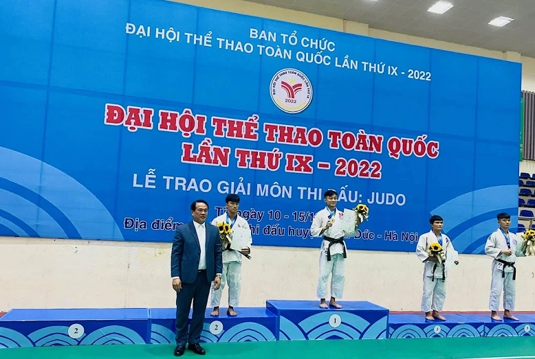 Nam VĐV Hoàng Thành đã có HCV quan trọng cho judo Ninh Bình ở Đại hội năm nay. Ảnh: C.NGUYỄN