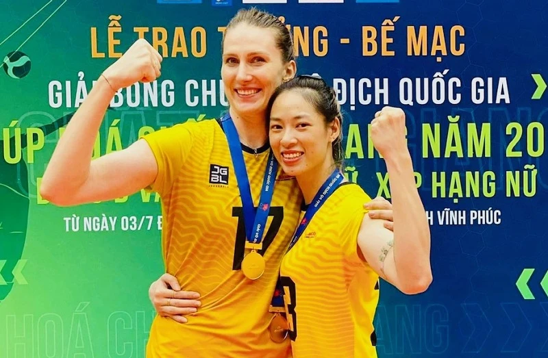 Năm 2022, Trà Giang đã có mùa giải thành công khi vô địch quốc gia cùng đội nữ Thái Bình và bây giờ cô sẽ tới Thái Lan để có bước chuyển mới trong sự nghiệp. Ảnh: T.GIANG
