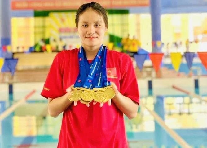 Võ Thị Mỹ Tiên đã thi đấu xuất sắc ở giải bơi hồ ngắn quốc gia năm nay. Ảnh: ỐC TIÊU
