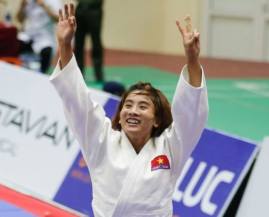 Võ sĩ Hoàng Thị Tình là một trong những niềm hy vọng của judo Việt Nam tại SEA Games 32. Ảnh: DŨNG PHƯƠNG