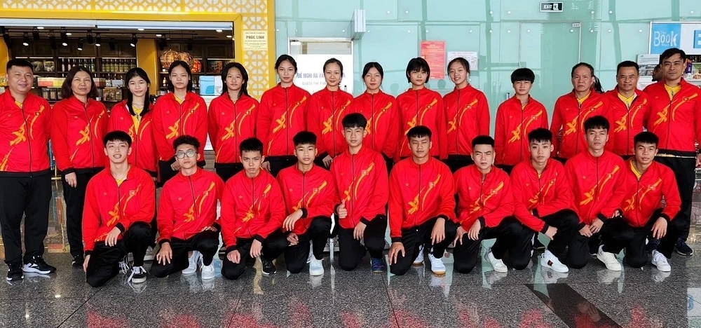 Tuyển bóng bàn trẻ Việt Nam đã tới Brunei thi đấu giải trẻ Đông Nam Á 2023. Ảnh: X.H