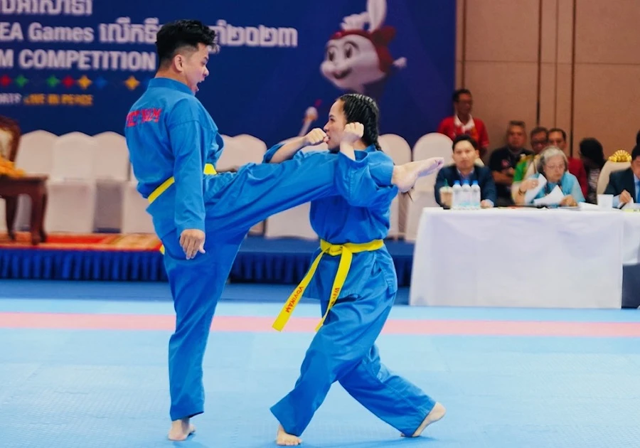 Vovinam đang là môn võ được phát triển mạnh ở thể thao học đường cũng như nhiều địa phương tìm chọn, đào tạo các võ sĩ trẻ phát triển tốt chuyên môn từ đó là lực lượng kế cận tham gia đội tuyển quốc gia. Ảnh: DŨNG PHƯƠNG