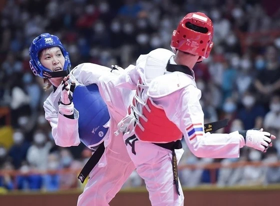 Kim Tuyền vừa về nước đã tranh tài giải vô địch quốc gia 2023 và giành HCV hạng 53kg nữ. Ảnh: D.P