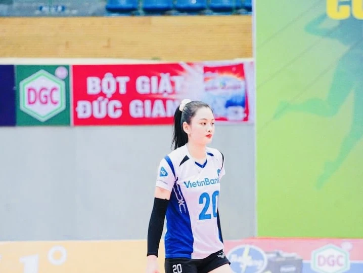 Hoa khôi bóng chuyền năm 2022 Nguyễn Thu Hoài đang thi đấu ở giải vô địch quốc gia năm nay. Ảnh: BÓNG CHUYỀN VIỆT NAM
