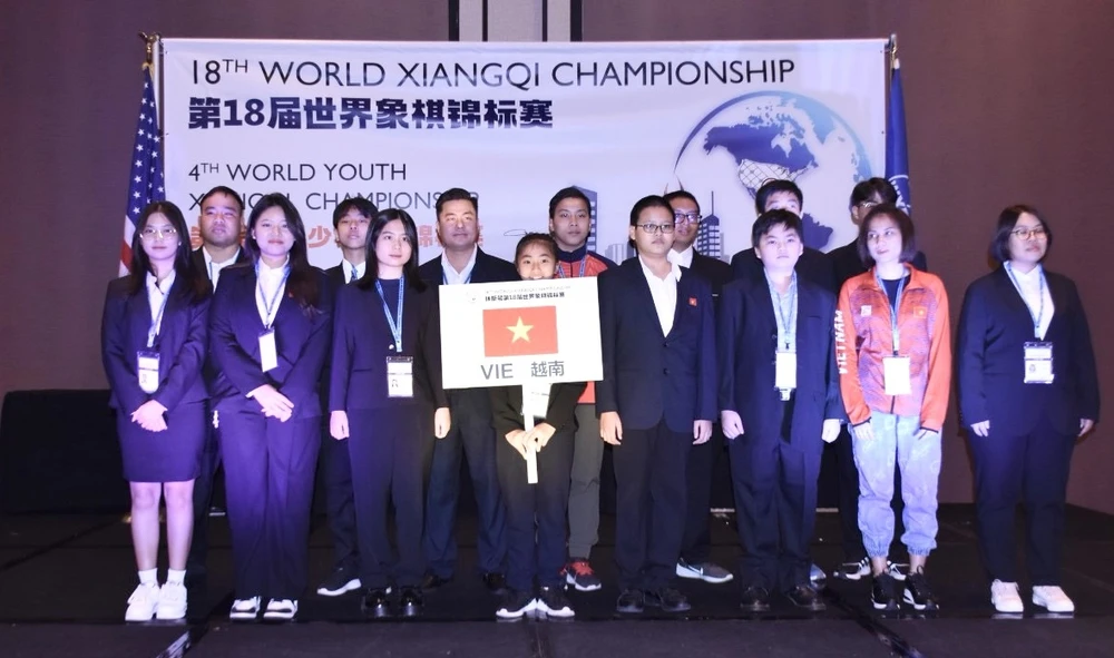 Đội cờ tướng Việt Nam tại giải vô địch thế giới 2023. Ảnh: MINH MINH