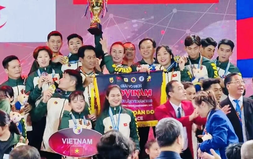 Vovinam Việt Nam xếp nhất toàn đoàn giải vô địch thế giới năm nay khi diễn ra trên sân nhà tại TPHCM. Ảnh: WVVF