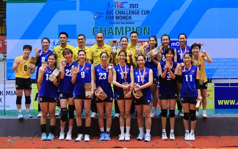Bóng chuyền nữ Việt Nam đang là đương kim vô địch AVC Challenge Cup của châu Á. Ảnh: AVC