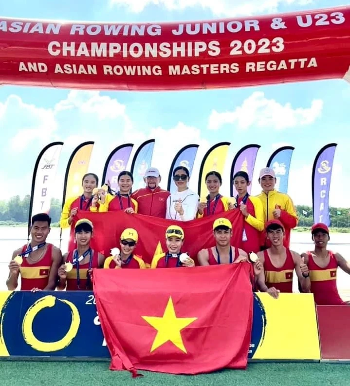 Rowing Việt Nam đã xếp nhất toàn đoàn ở giải thiếu niên, U23 châu Á 2023. Ảnh: MINH MINH