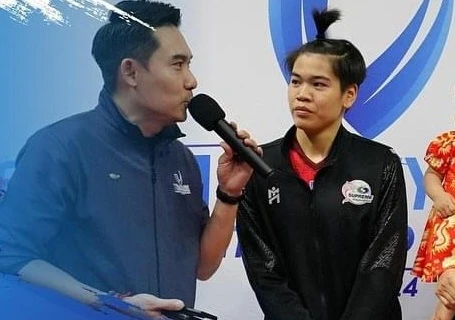 Chủ công Siriwan (trái) gia nhập đội bóng chuyền nữ của Binh chủng Thông tin liên lạc năm nay. Ảnh: THAIVOLLEYBALL