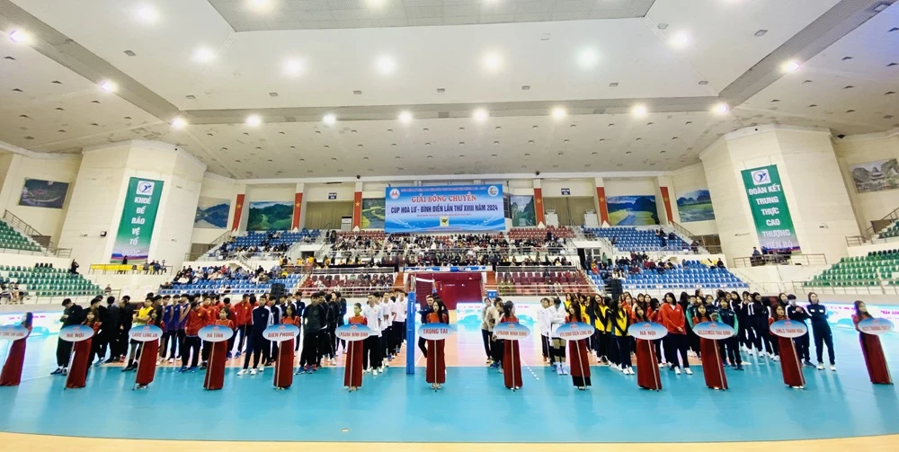 Giải bóng chuyền Hoa Lư Bình Điền 2024 chính thức tranh tài tại Ninh Bình. Ảnh: MINH MINH