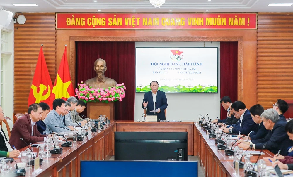 Hội nghị ban chấp hành Ủy ban Olympic Việt Nam đã làm việc ở ngày 14-3 tại Hà Nội. Ảnh: CỤC TDTT