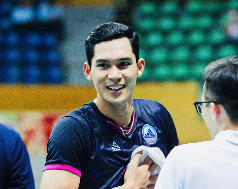 Ngoại binh Thái Lan của đội nam Đà Nẵng đã chơi tốt trong trận đấu để giúp thầy trò HLV Lê Nho Thạnh có chiến thắng đầu tiên ở năm 2024. Ảnh: BÓNG CHUYỀN VN