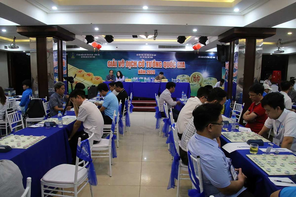 Các kỳ thủ đang thi đấu giải cờ tướng vô địch quốc gia 2024 ở Bà Rịa-Vũng Tàu. Ảnh: CHESSVN