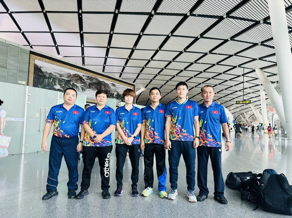 Đội tuyển bóng bàn Việt Nam kết thúc tập huấn tại Nam Ninh (Trung Quốc) để sẵn sàng bước vào giải vòng loại Olympic. Ảnh: MINH MINH