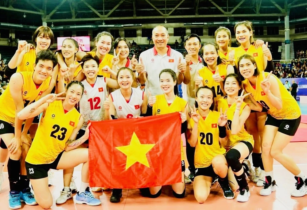 Đội tuyển bóng chuyền nữ Việt Nam được tăng bậc trên bảng xếp hạng thế giới. Ảnh: VFV
