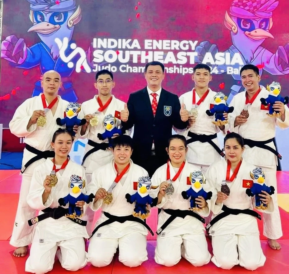 Đoàn judo Việt Nam có kết quả xếp nhất ở giải đấu lần này tại Indonesia. Ảnh: SEAJ