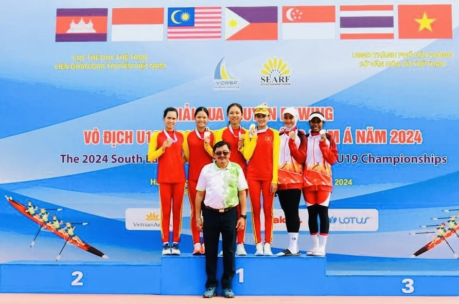 VĐV rowing Việt Nam thi đấu vượt trội tại giải Đông Nam Á 2024. Ảnh: DUATHUYENVN