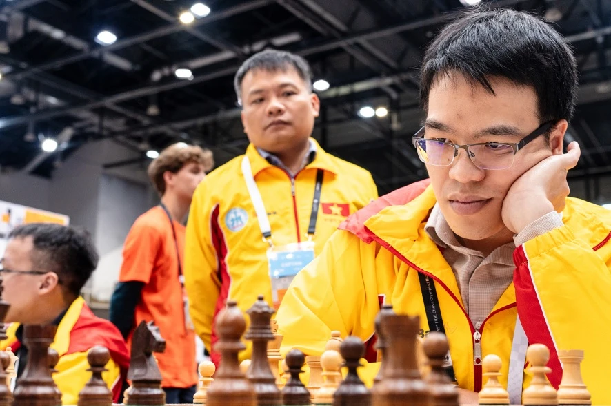 Cờ vua nam Việt Nam đang tạm xếp hạng 2 qua 6 trận đã thi đấu tại Olympiad 2024. Ảnh: FIDE