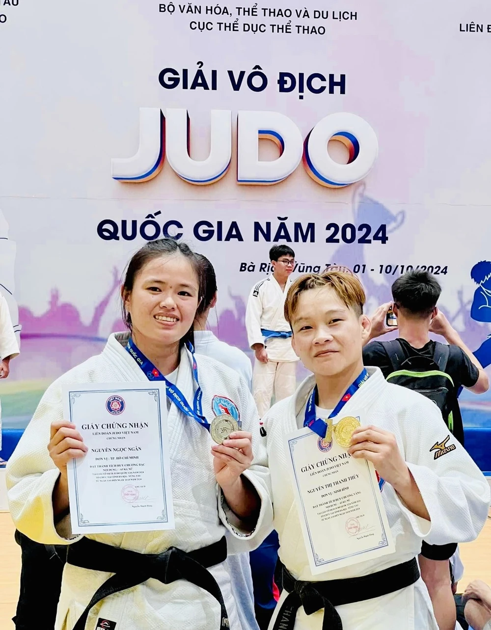 Nguyễn Thị Thanh Thủy đã hồi phục chấn thương và thi đấu, giành HCV giải judo vô địch quốc gia 2024. Ảnh: TH.THỦY