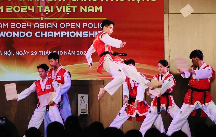 Giải taekwondo cảnh sát châu Á mở rộng 2024 được chờ đợi có nhiều nội dung thi đấu hấp dẫn về chuyên môn. Ảnh: CAND