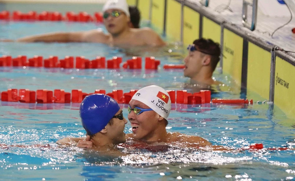 Lương Jeremie Loic Nino đã có thông số chuyên môn tốt tại giải đấu ở Hungary trong nội dung 100m tự do nam. Ảnh: LƯỢNG LƯỢNG