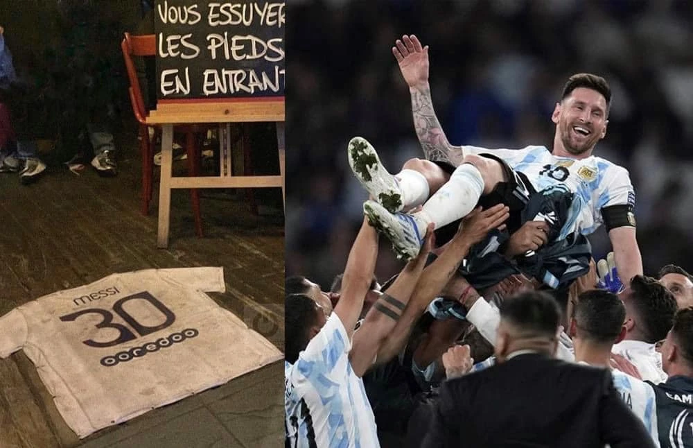 Áo Messi bị mang làm thảm chùi chân