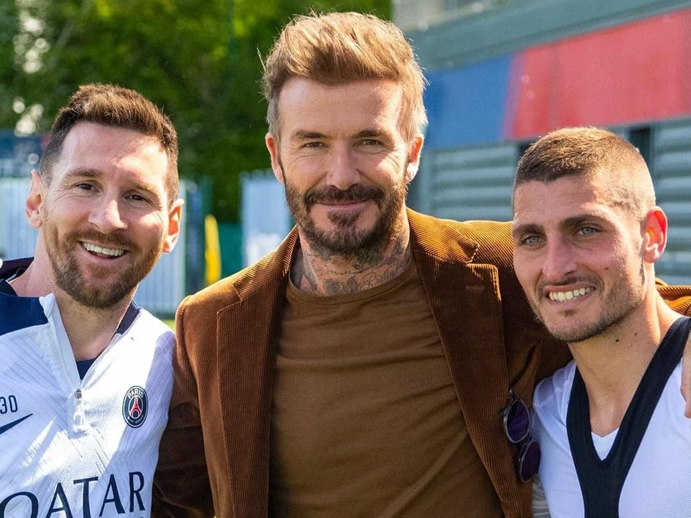 Beckham bên cạnh Messi và Verratti