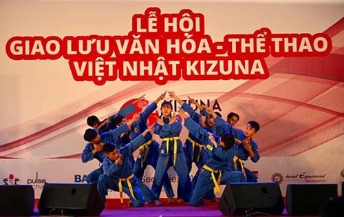 Các võ sĩ Vovinam biểu diễn tại lễ hội thể thao Việt Nhật